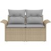 2-sits Trädgårdsoffa med Förvaring & Kuddar Beige Poly Rotting vidaXL 141 x 61,5 x 69 cm – miniatyr 5