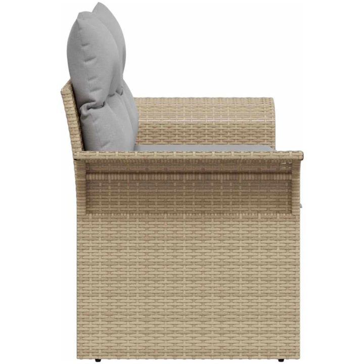 2-sits Trädgårdsoffa med Förvaring & Kuddar Beige Poly Rotting vidaXL 141 x 61,5 x 69 cm – bild 6