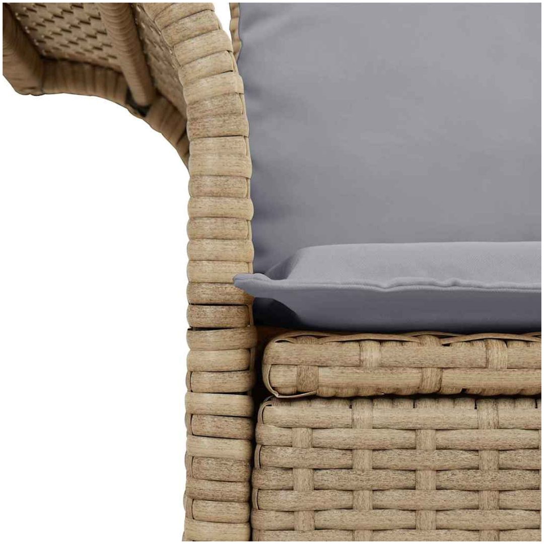 2-sits Trädgårdsoffa med Förvaring & Kuddar Beige Poly Rotting vidaXL 141 x 61,5 x 69 cm – bild 8
