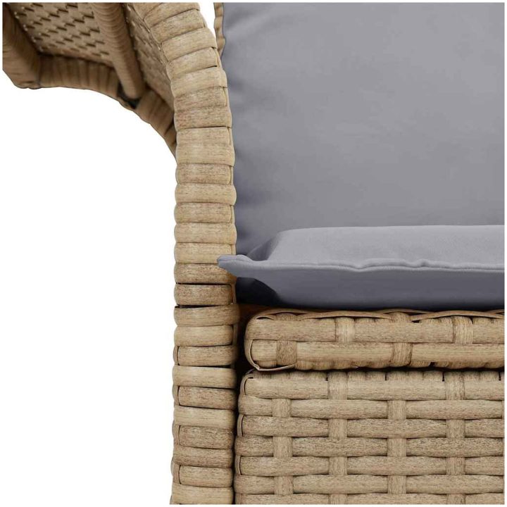 2-sits Trädgårdsoffa med Förvaring & Kuddar Beige Poly Rotting vidaXL 141 x 61,5 x 69 cm – bild 8