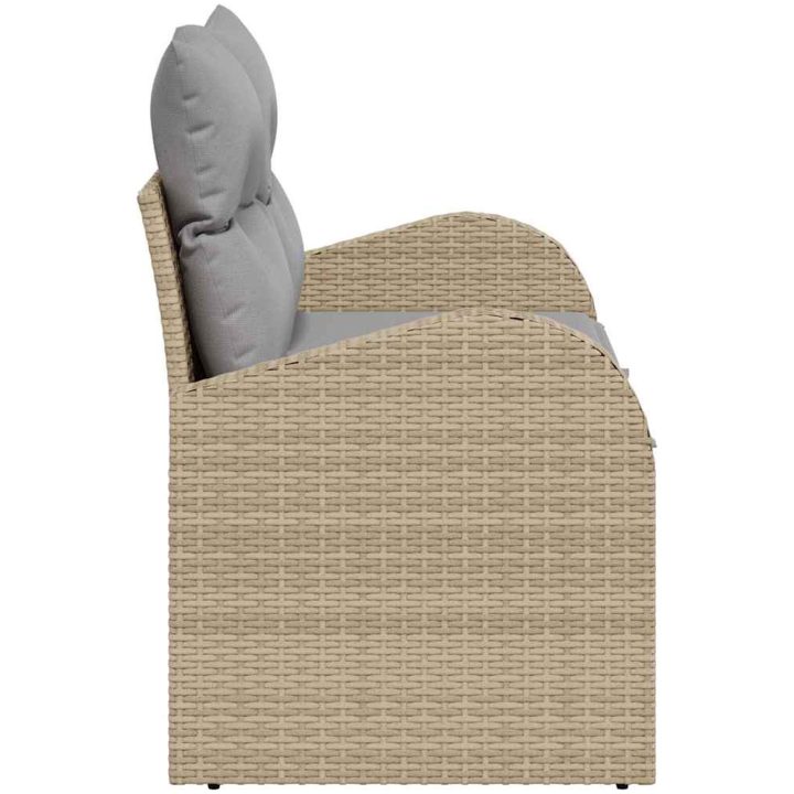2-sits trädgårdsoffa med förvaring & kuddar Beige Polyrotting vidaXL 124 x 62 x 69 cm – bild 5