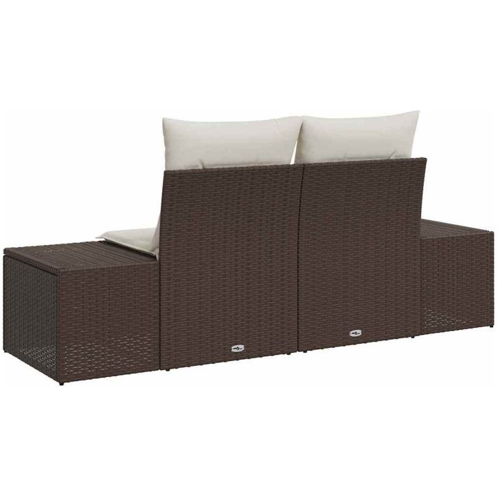 2-sits trädgårdsoffa med förvaring & kuddar Brun Poly Rottning vidaXL 184 x 62 x 85 cm – bild 4