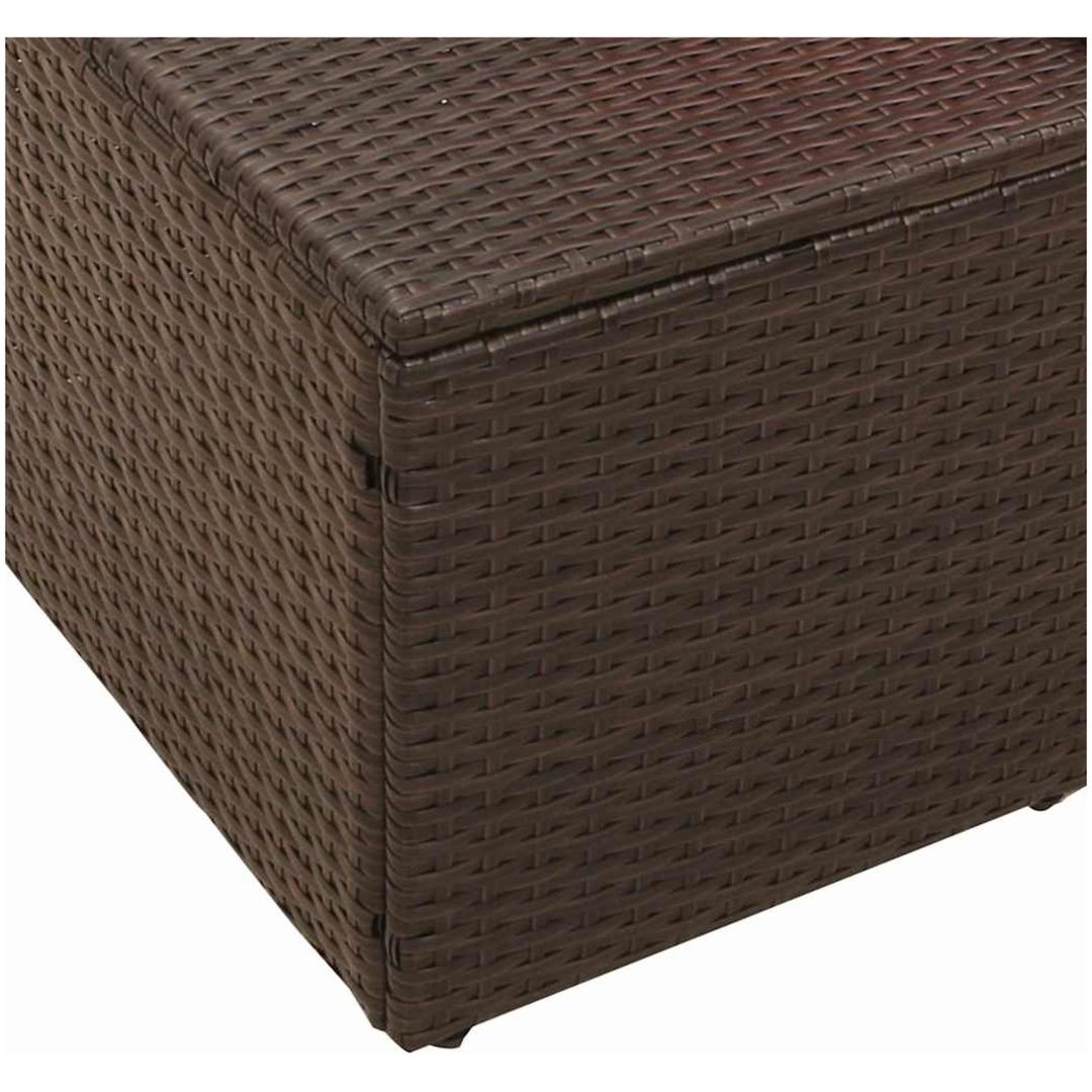 2-sits trädgårdsoffa med förvaring & kuddar Brun Poly Rottning vidaXL 184 x 62 x 85 cm – bild 8