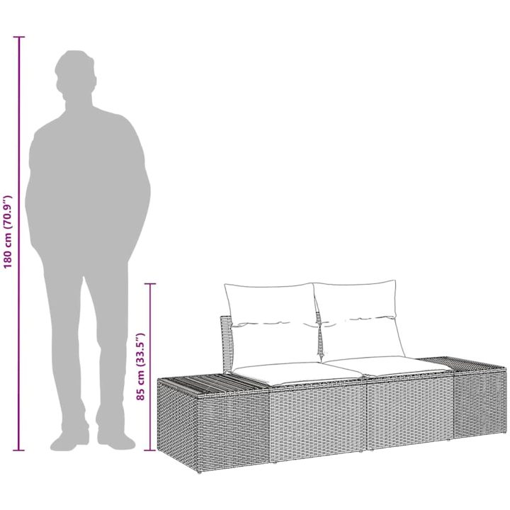 2-sits trädgårdsoffa med förvaring & kuddar Brun Poly Rottning vidaXL 184 x 62 x 85 cm – bild 10