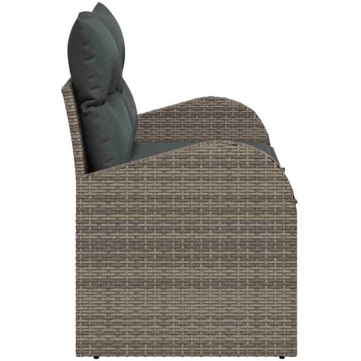 2-sits trädgårdsoffa med förvaring & kuddar Grå konstrotting vidaXL 124 x 62 x 69 cm – bild 6