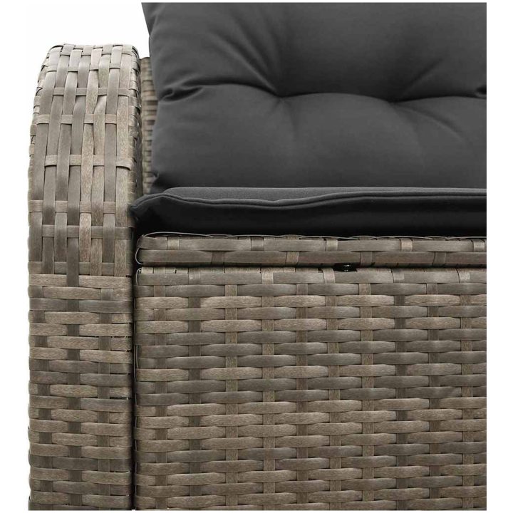 2-sits trädgårdsoffa med förvaring & kuddar Grå konstrotting vidaXL 124 x 62 x 69 cm – bild 8