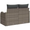 2-Sits Trädgårdsoffa med Förvaring & Kuddar Grå Poly Rattan vidaXL 121 x 62 x 69 cm – miniatyr 3