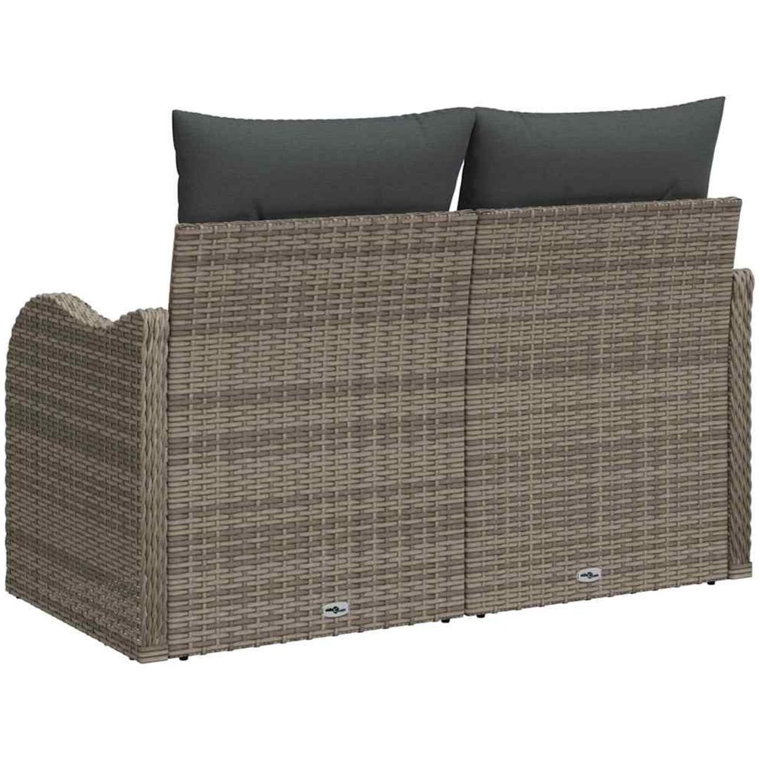 2-Sits Trädgårdsoffa med Förvaring & Kuddar Grå Poly Rattan vidaXL 121 x 62 x 69 cm – bild 3