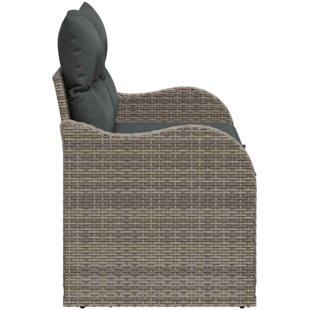 2-Sits Trädgårdsoffa med Förvaring & Kuddar Grå Poly Rattan vidaXL 121 x 62 x 69 cm – bild 5