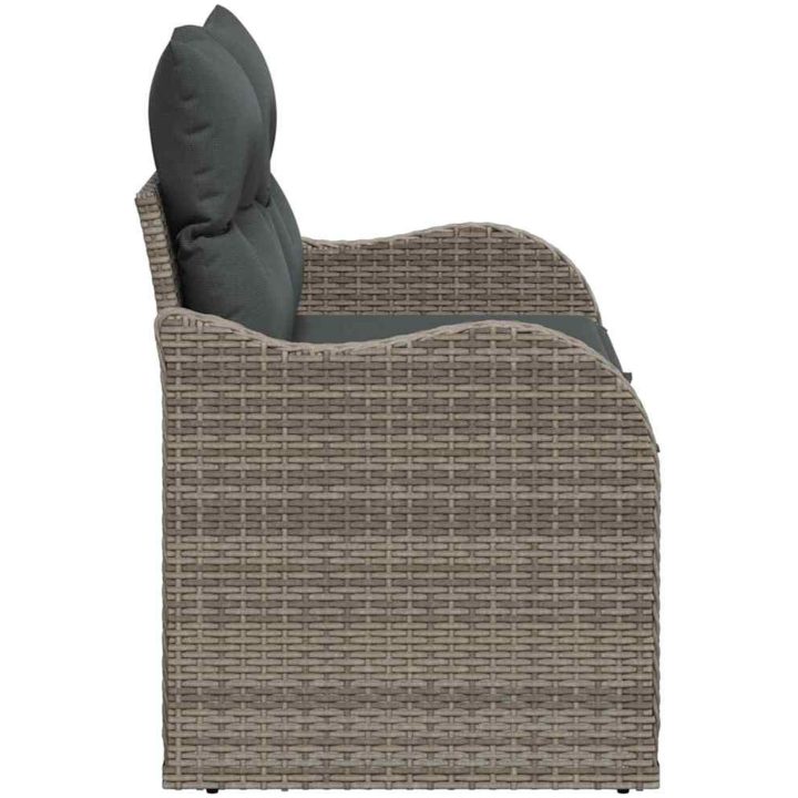 2-Sits Trädgårdsoffa med Förvaring & Kuddar Grå Poly Rattan vidaXL 121 x 62 x 69 cm – bild 5