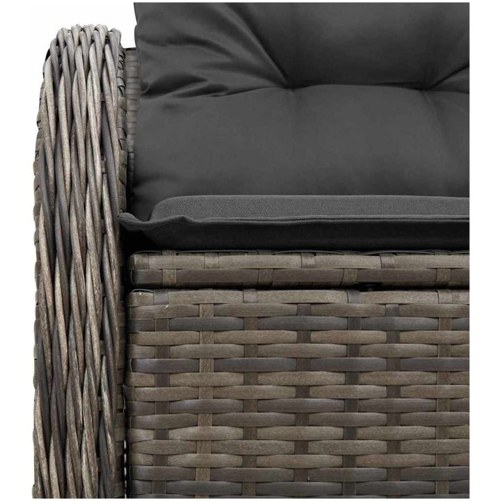 2-Sits Trädgårdsoffa med Förvaring & Kuddar Grå Poly Rattan vidaXL 121 x 62 x 69 cm – bild 6