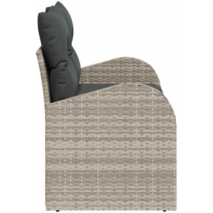 2-sits trädgårdsoffa med förvaring & kuddar Ljusgrå Polyrotting vidaXL 124 x 62 x 69 cm – bild 6