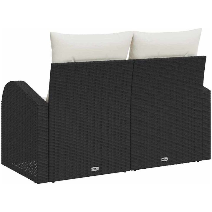 2-sits trädgårdsoffa med förvaring & kuddar svart poly rottingssoffa vidaXL 124 x 62 x 69 cm – bild 4