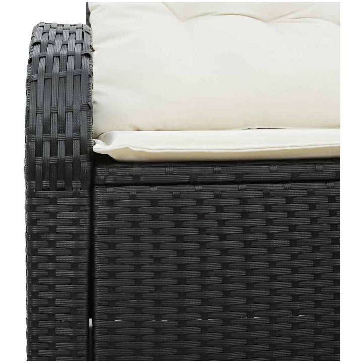 2-sits trädgårdsoffa med förvaring & kuddar svart poly rottingssoffa vidaXL 124 x 62 x 69 cm – bild 6