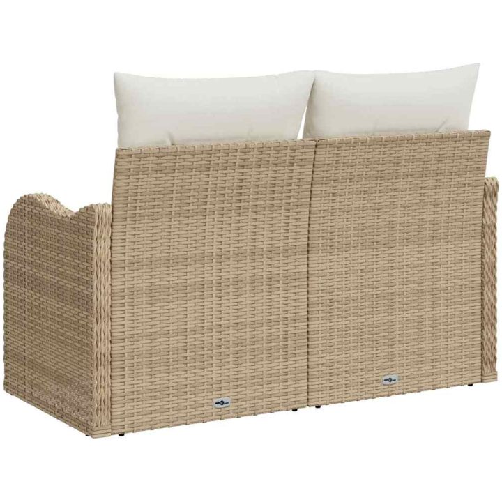 2-Sits Trädgårdsoffa med Förvaring och Kuddar Beige Poly Rattan vidaXL 121 x 62 x 69 cm – bild 4
