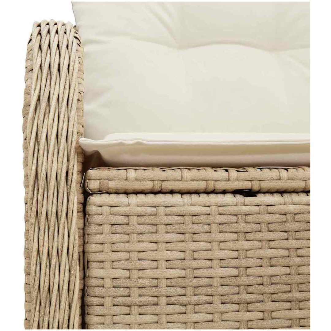 2-Sits Trädgårdsoffa med Förvaring och Kuddar Beige Poly Rattan vidaXL 121 x 62 x 69 cm – bild 8