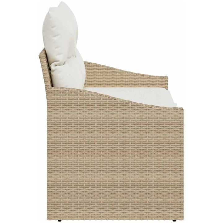 2-sits trädgårdsoffa med förvaring och kuddar Beige Polyrotting vidaXL 123 x 62 x 69 cm – bild 6