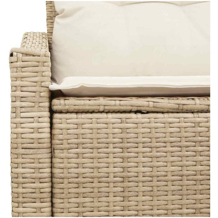2-sits trädgårdsoffa med förvaring och kuddar Beige Polyrotting vidaXL 123 x 62 x 69 cm – bild 8