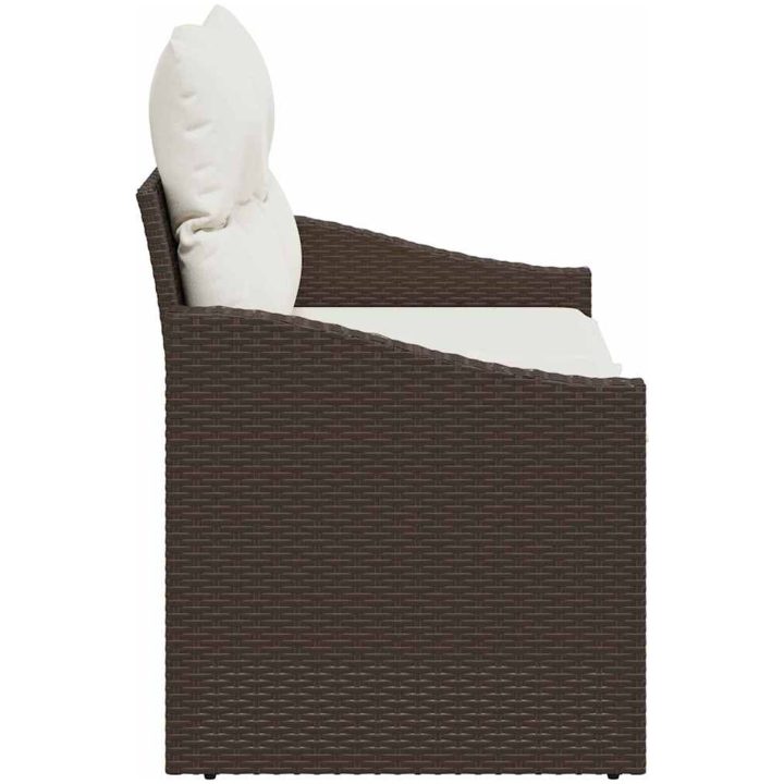 2-Sits Trädgårdsoffa med Förvaring och Kuddar Brun Poly Rattan vidaXL 123 x 62 x 69 cm – bild 5