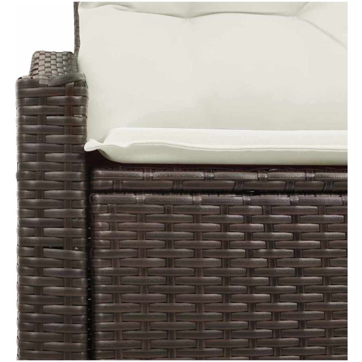 2-Sits Trädgårdsoffa med Förvaring och Kuddar Brun Poly Rattan vidaXL 123 x 62 x 69 cm – bild 7