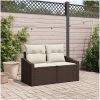 2-Sits Trädgårdsoffa med Förvaring och Kuddar Brun Poly Rattan vidaXL 123 x 62 x 69 cm – miniatyr 1