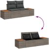 2-Sits Trädgårdsoffa med Förvaring och Kuddar Grå Poly Rattan vidaXL 184 x 62 x 85 cm – miniatyr 11