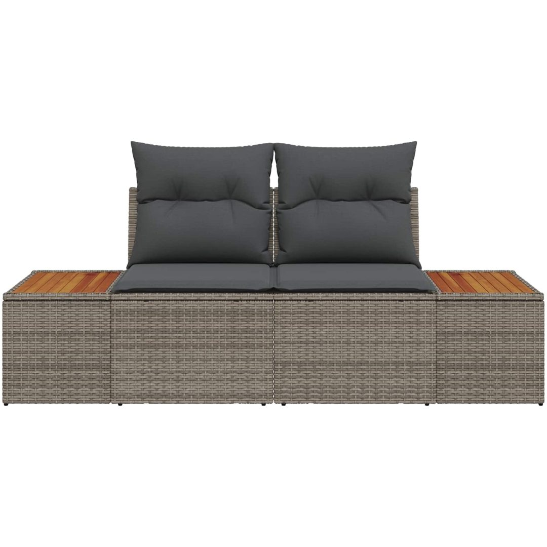 2-Sits Trädgårdsoffa med Förvaring och Kuddar Grå Poly Rattan vidaXL 184 x 62 x 85 cm – bild 4