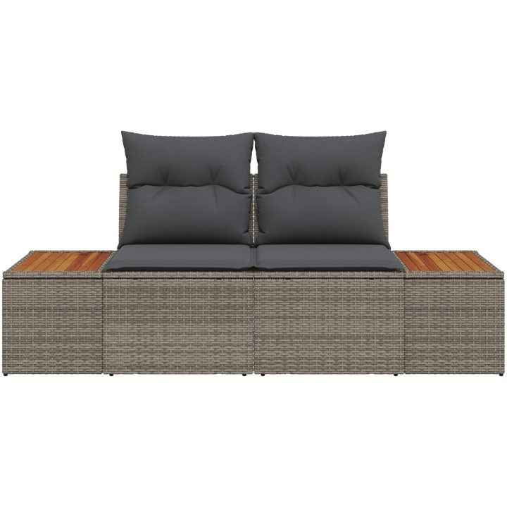 2-Sits Trädgårdsoffa med Förvaring och Kuddar Grå Poly Rattan vidaXL 184 x 62 x 85 cm – bild 4