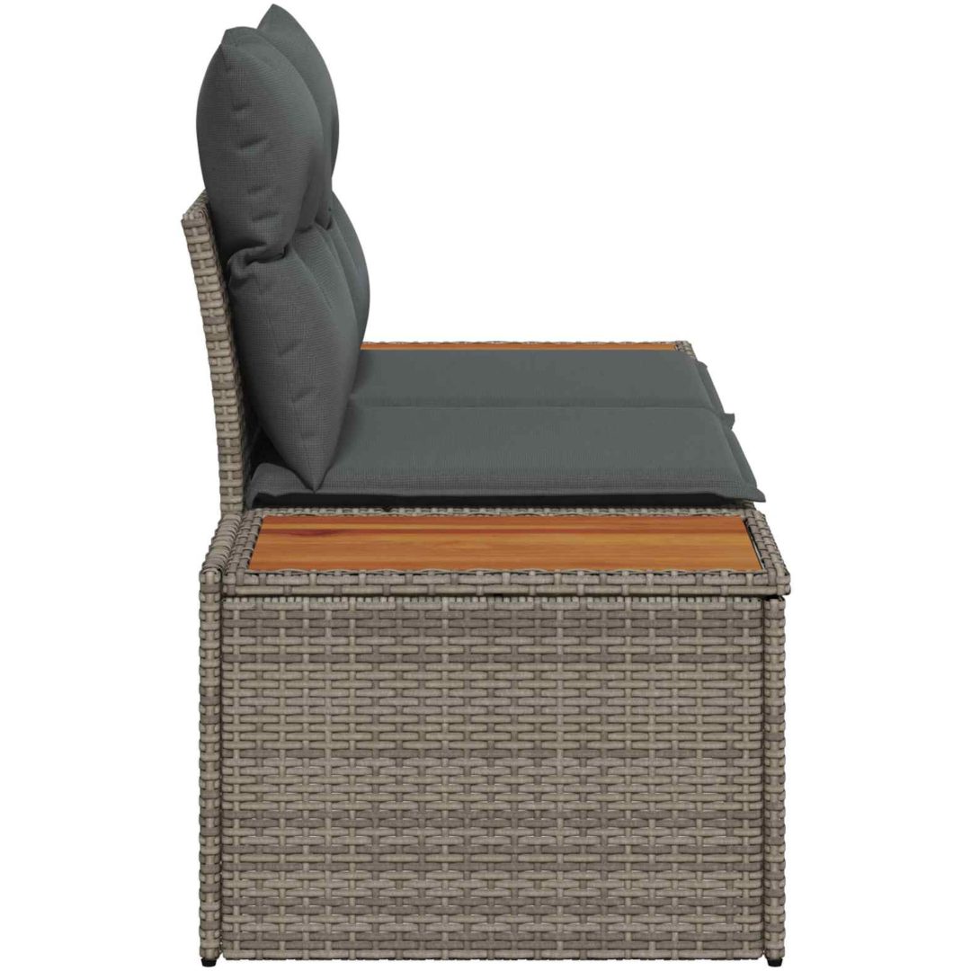 2-Sits Trädgårdsoffa med Förvaring och Kuddar Grå Poly Rattan vidaXL 184 x 62 x 85 cm – bild 5