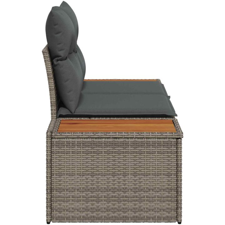 2-Sits Trädgårdsoffa med Förvaring och Kuddar Grå Poly Rattan vidaXL 184 x 62 x 85 cm – bild 5