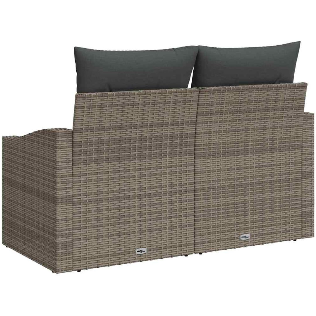 2-sits trädgårdsoffa med förvaring och kuddar grå polyrotting vidaXL 123 x 62 x 69 cm – bild 4