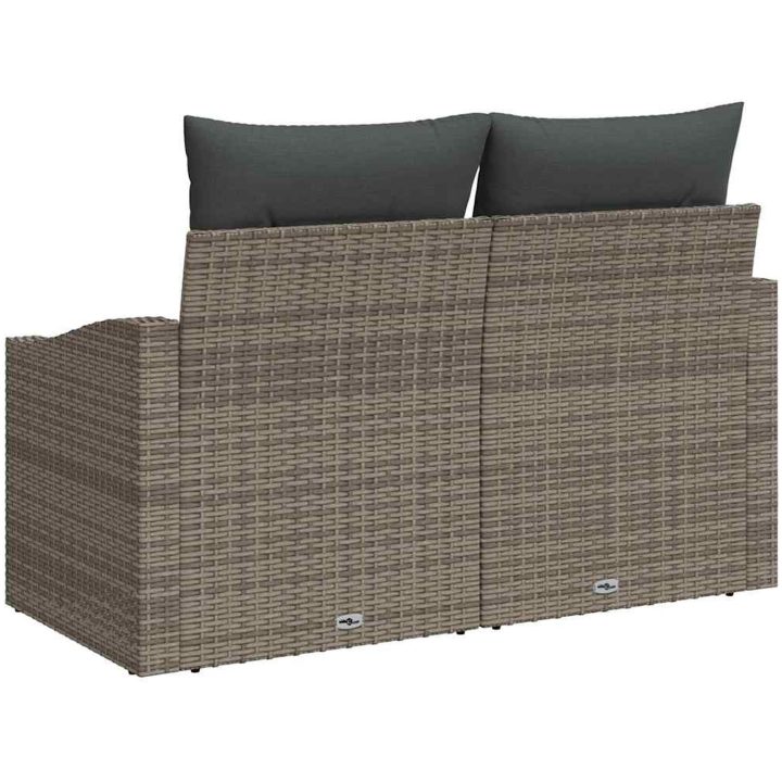 2-sits trädgårdsoffa med förvaring och kuddar grå polyrotting vidaXL 123 x 62 x 69 cm – bild 4