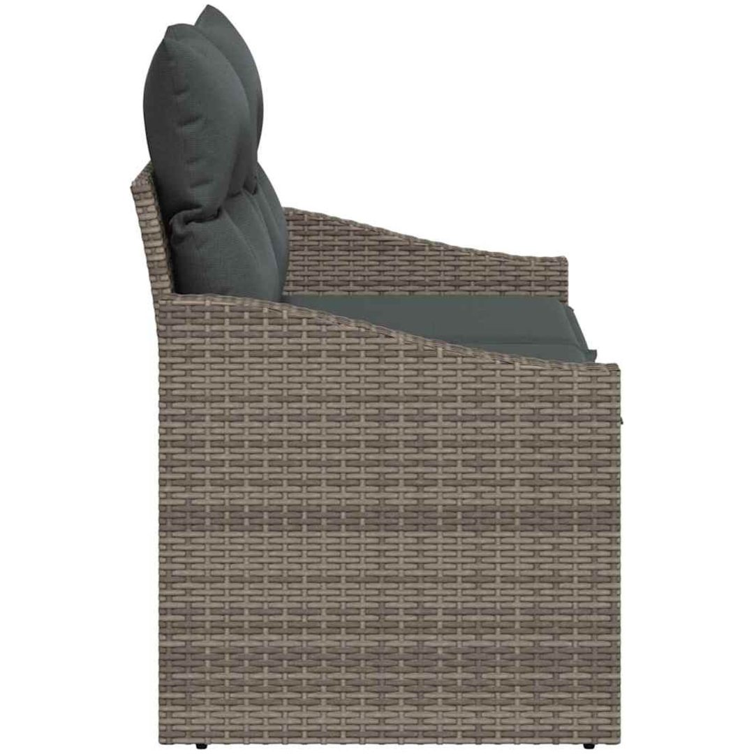2-sits trädgårdsoffa med förvaring och kuddar grå polyrotting vidaXL 123 x 62 x 69 cm – bild 5