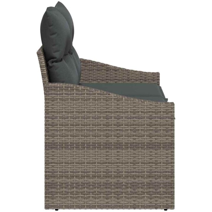 2-sits trädgårdsoffa med förvaring och kuddar grå polyrotting vidaXL 123 x 62 x 69 cm – bild 5
