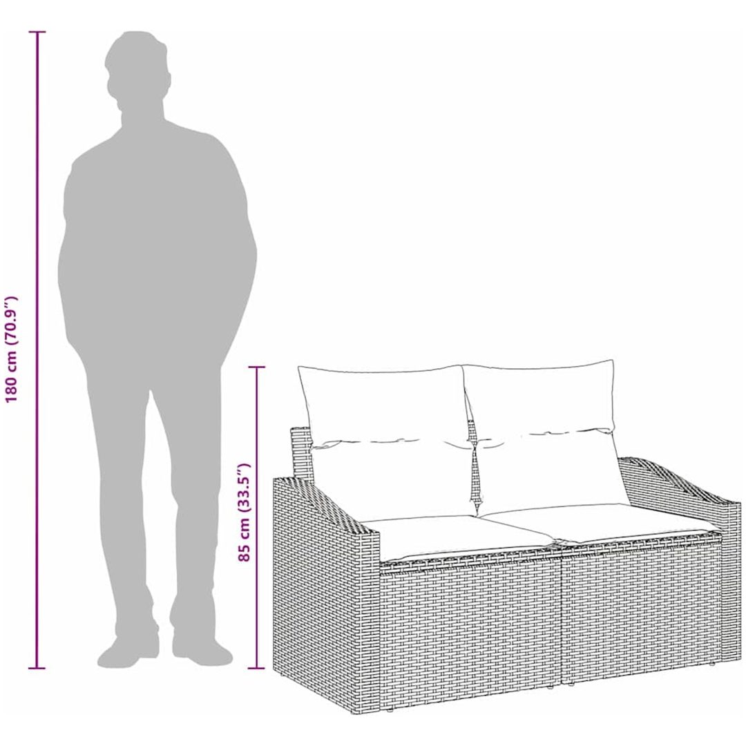 2-sits trädgårdsoffa med förvaring och kuddar grå polyrotting vidaXL 123 x 62 x 69 cm – bild 10