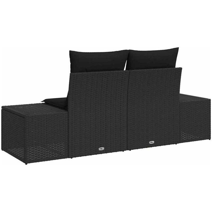 2-sits trädgårdsoffa med förvaring och kuddar svart konstrotting vidaXL 184 x 62 x 85 cm – bild 3