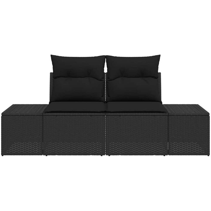 2-sits trädgårdsoffa med förvaring och kuddar svart konstrotting vidaXL 184 x 62 x 85 cm – bild 4