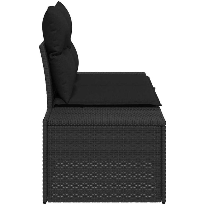 2-sits trädgårdsoffa med förvaring och kuddar svart konstrotting vidaXL 184 x 62 x 85 cm – bild 5