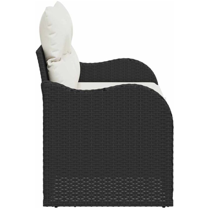 2-sits Trädgårdsoffa med Förvaring och Kuddar Svart Poly Rattan vidaXL 121 x 62 x 69 cm – bild 5