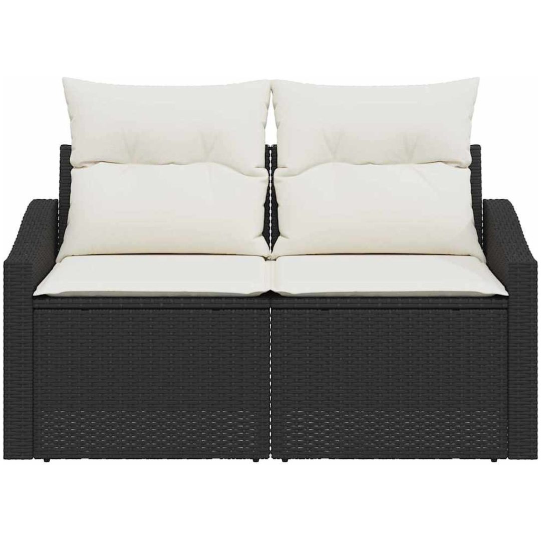 2-sits trädgårdsoffa med förvaring och kuddar svart polyrotting vidaXL 123 x 62 x 69 cm – bild 5