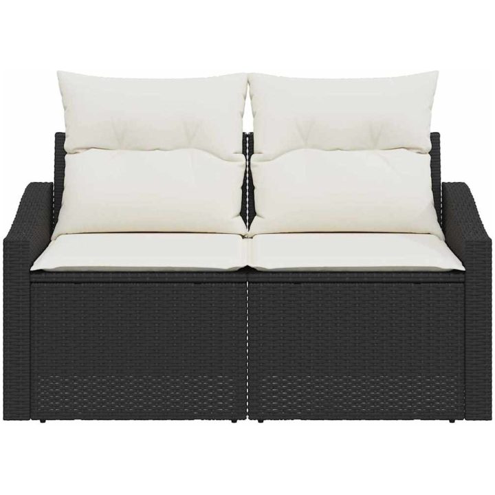 2-sits trädgårdsoffa med förvaring och kuddar svart polyrotting vidaXL 123 x 62 x 69 cm – bild 5