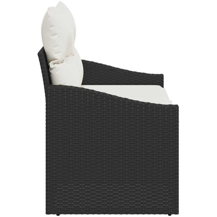 2-sits trädgårdsoffa med förvaring och kuddar svart polyrotting vidaXL 123 x 62 x 69 cm – bild 6