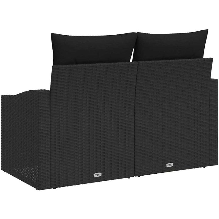 2-Sits Trädgårdsoffa med Förvaring&Kuddar Svart Poly Rattan vidaXL 123 x 62 x 85 cm – bild 4