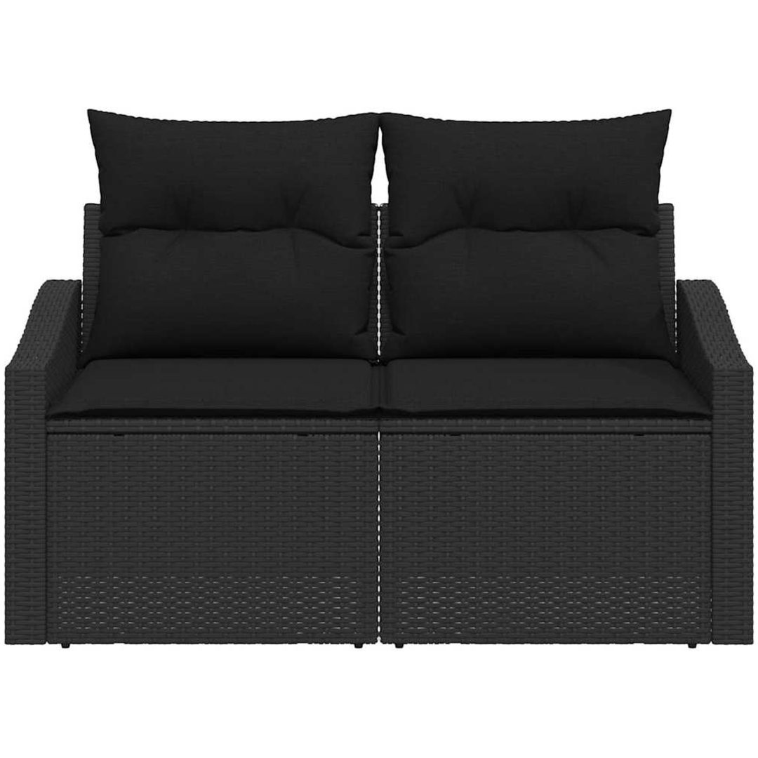 2-Sits Trädgårdsoffa med Förvaring&Kuddar Svart Poly Rattan vidaXL 123 x 62 x 85 cm – bild 5