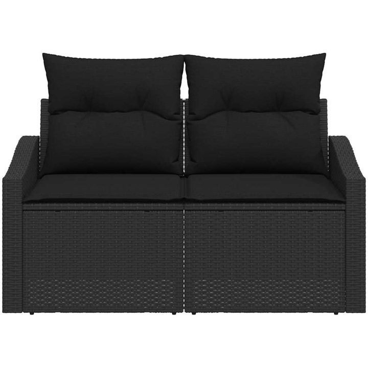 2-Sits Trädgårdsoffa med Förvaring&Kuddar Svart Poly Rattan vidaXL 123 x 62 x 85 cm – bild 5