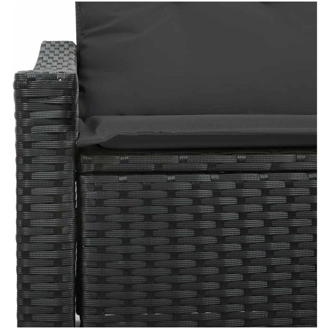 2-Sits Trädgårdsoffa med Förvaring&Kuddar Svart Poly Rattan vidaXL 123 x 62 x 85 cm – bild 8
