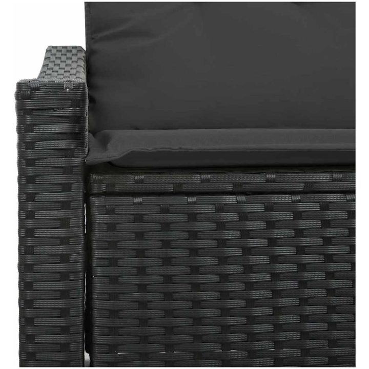 2-Sits Trädgårdsoffa med Förvaring&Kuddar Svart Poly Rattan vidaXL 123 x 62 x 85 cm – bild 8