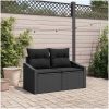 2-Sits Trädgårdsoffa med Förvaring&Kuddar Svart Poly Rattan vidaXL 123 x 62 x 85 cm – miniatyr 1