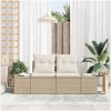 2-Sits Trädgårdsoffa med Kuddar Beige Poly Rattan vidaXL 184 x 62 x 85 cm – miniatyr 3