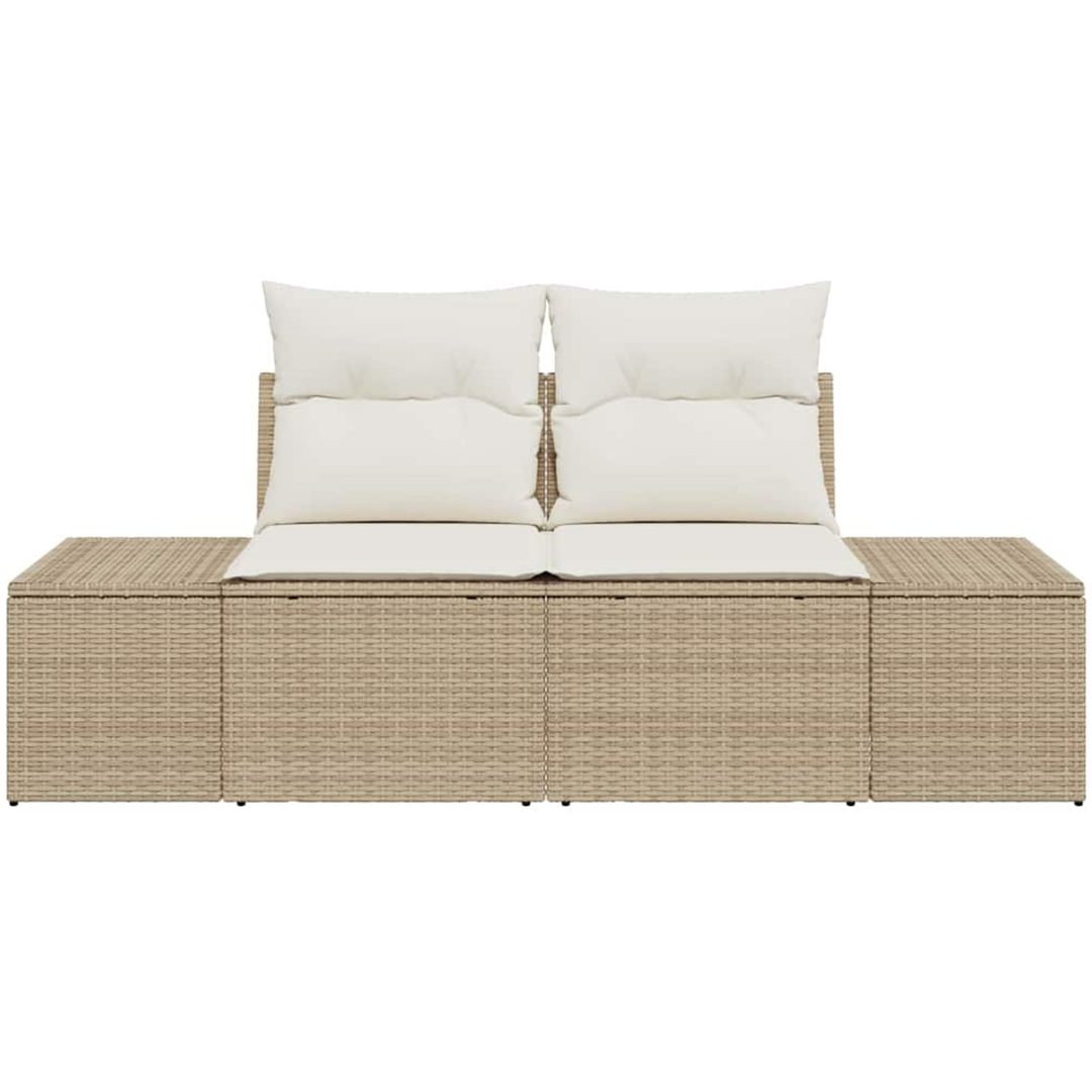2-Sits Trädgårdsoffa med Kuddar Beige Poly Rattan vidaXL 184 x 62 x 85 cm – bild 4